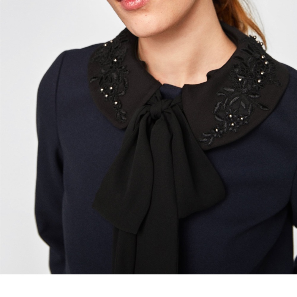 Zara Blazer with Embroidered Collar